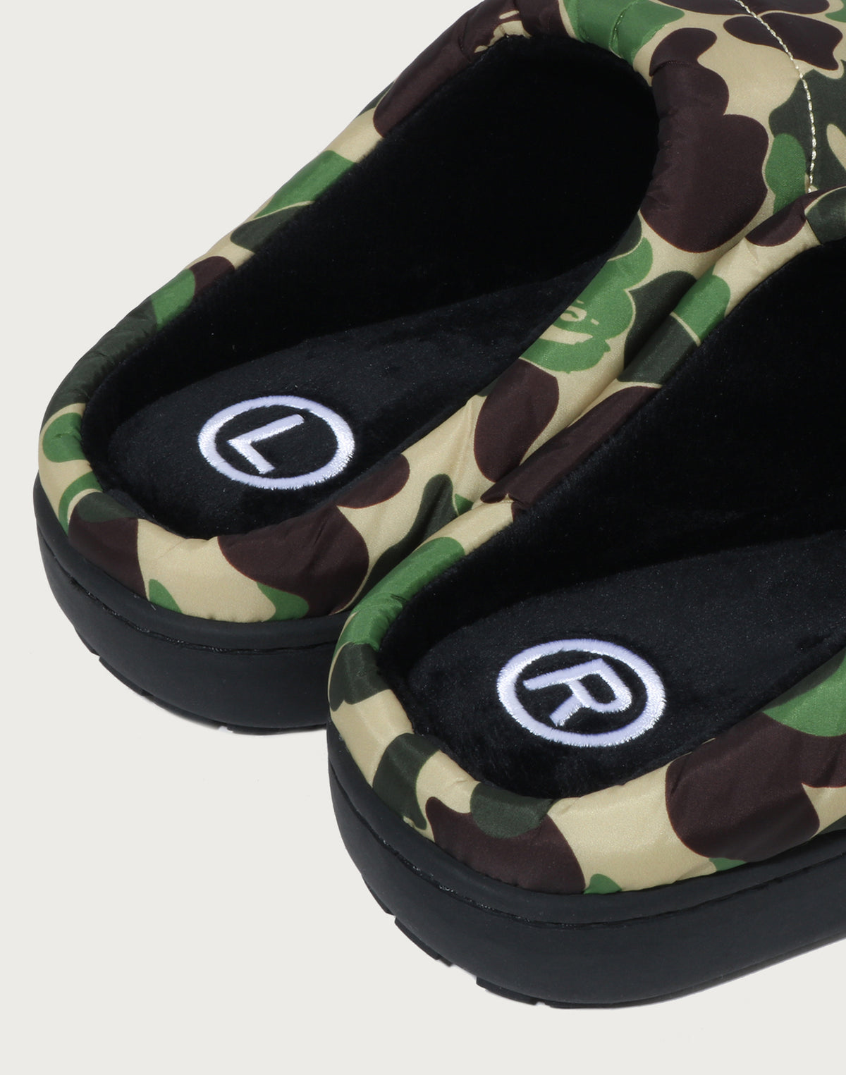 BAPE X SUBU ABC CAMO PUFFER SANDALS MENS