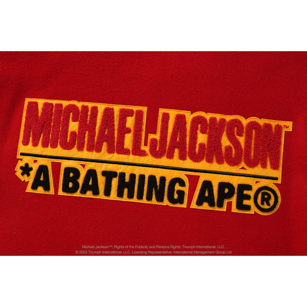 BAPE x Michael Jackson Varsity Jacket Red Men's - FW23 - US