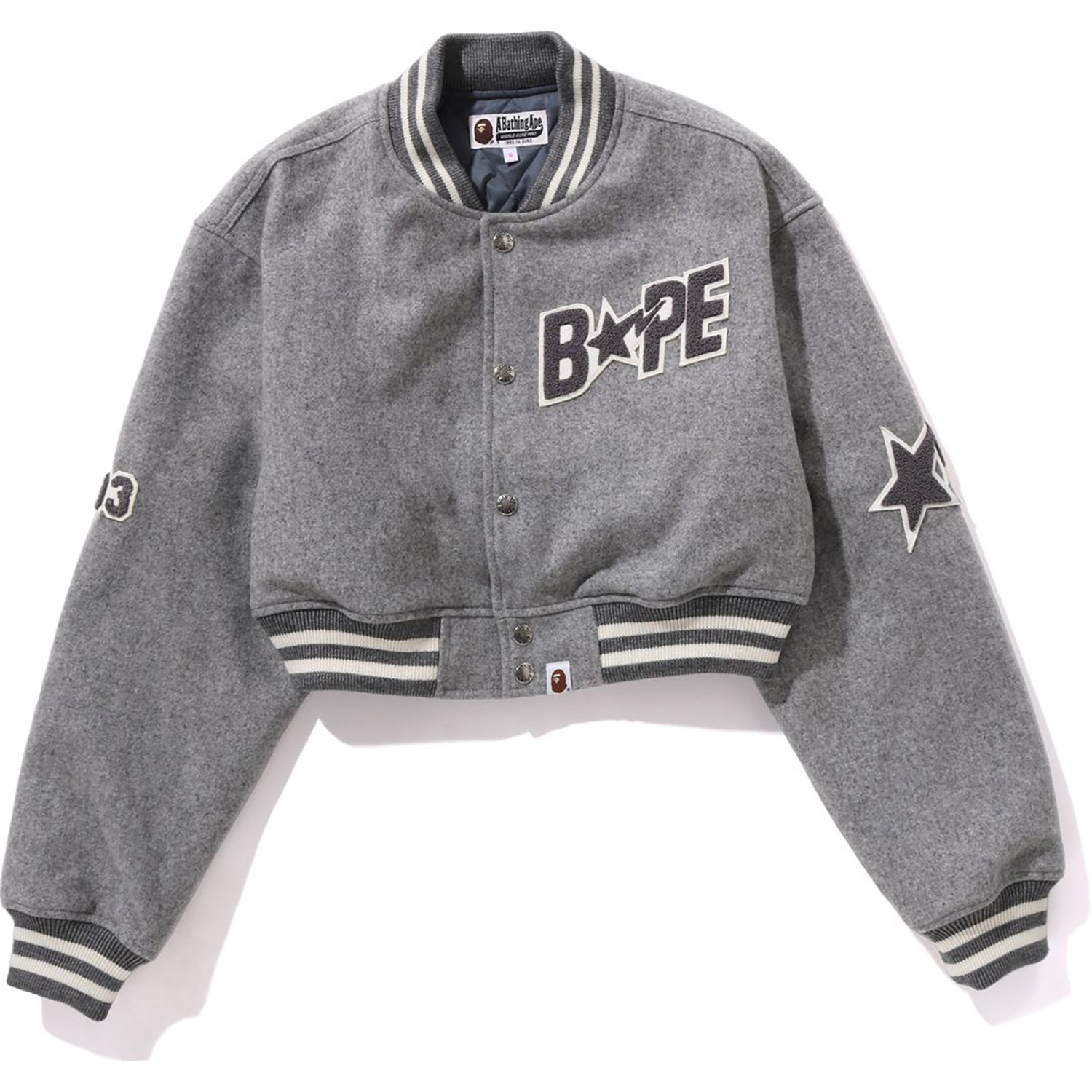 BAPE STA CROPPED VARSITY JACKET LADIES – us.bape.com