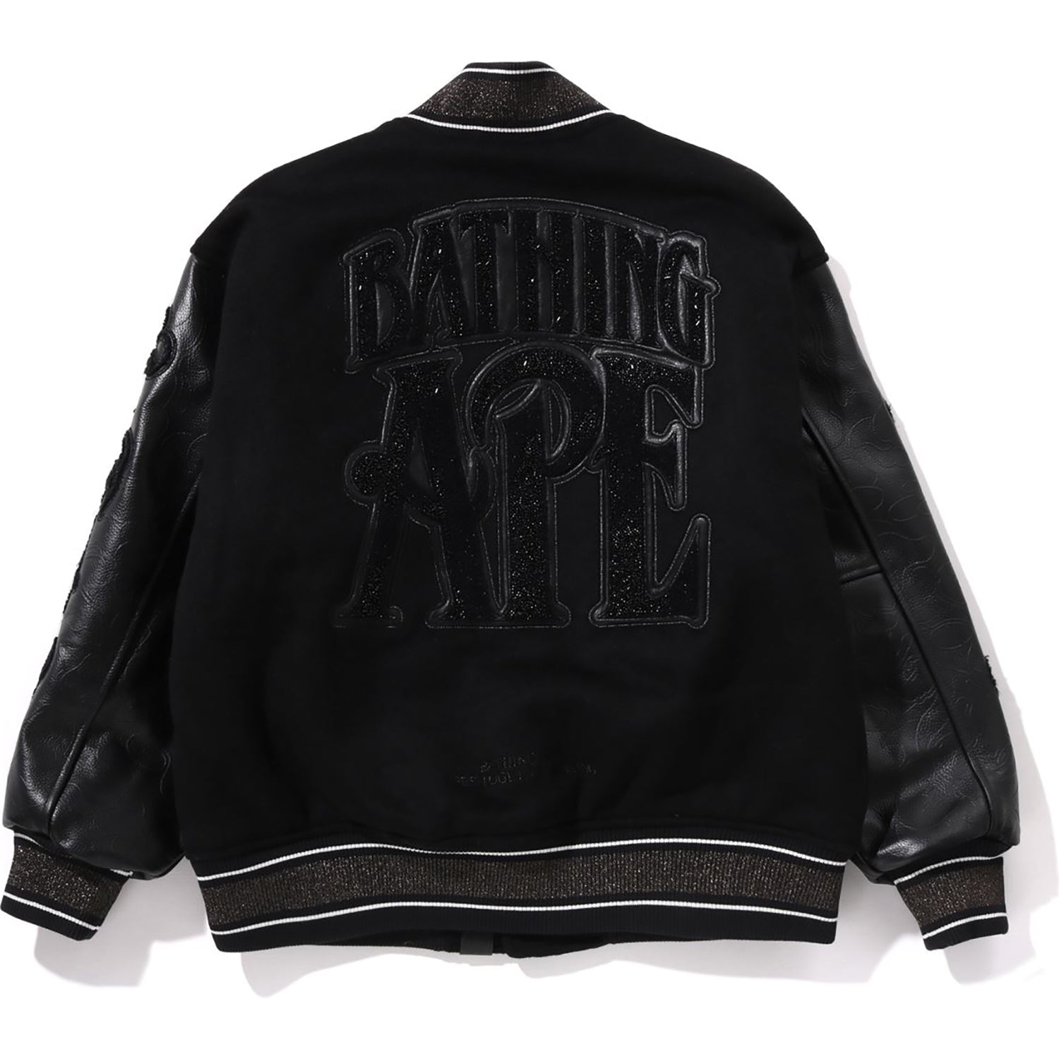 Bape varsity jacket black best sale