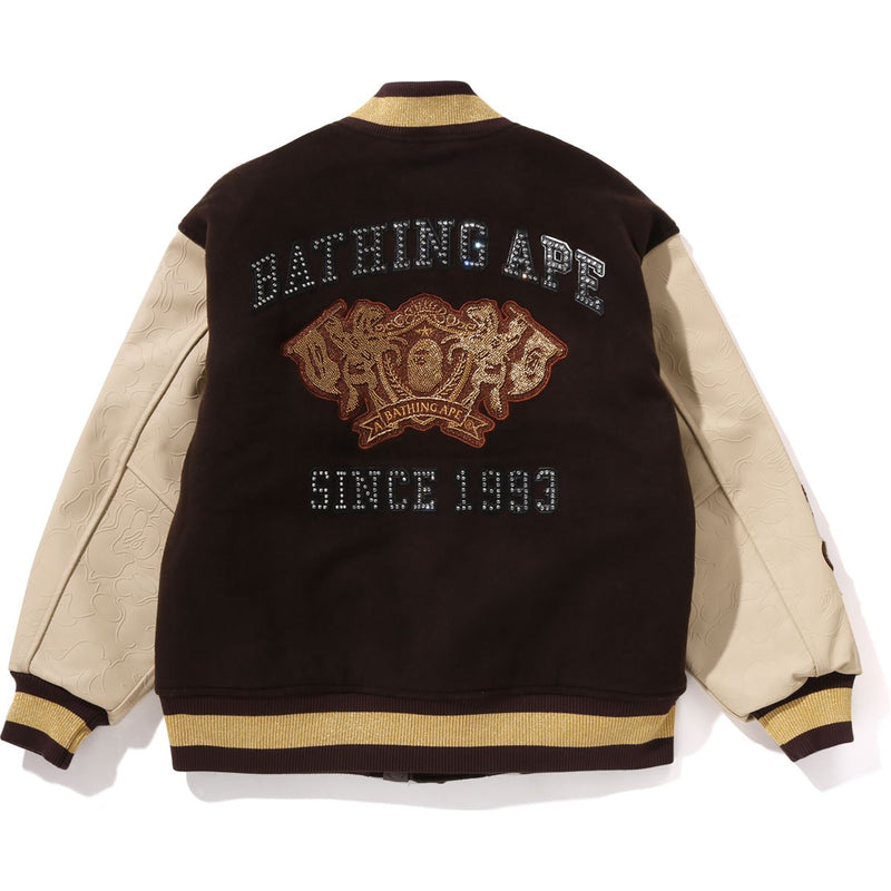 LINE CAMO MULTI LOGO WOOL VARSITY JACKET MENS