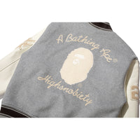 BAPE X HIGHSNOBIETY MULTI LOGO VARSITY JACKET MENS