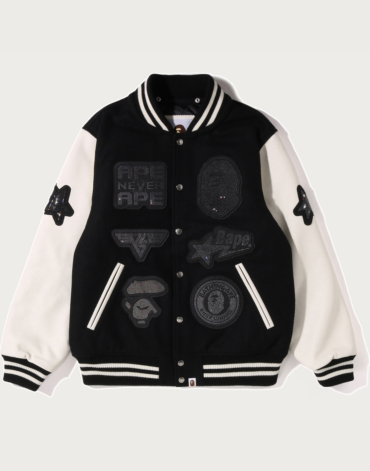 BAPE X SWAROVSKI - DETACHABLE HOODIE VARSITY JACKET MENS