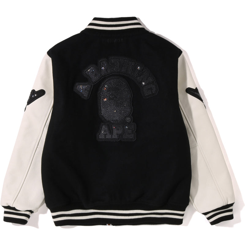 BAPE X SWAROVSKI - DETACHABLE HOODIE VARSITY JACKET MENS