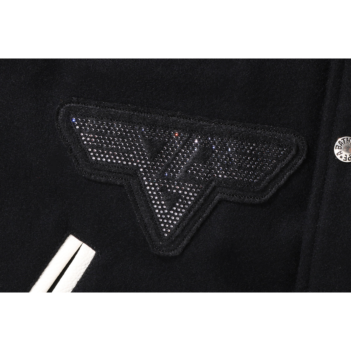 BAPE X SWAROVSKI - DETACHABLE HOODIE VARSITY JACKET MENS