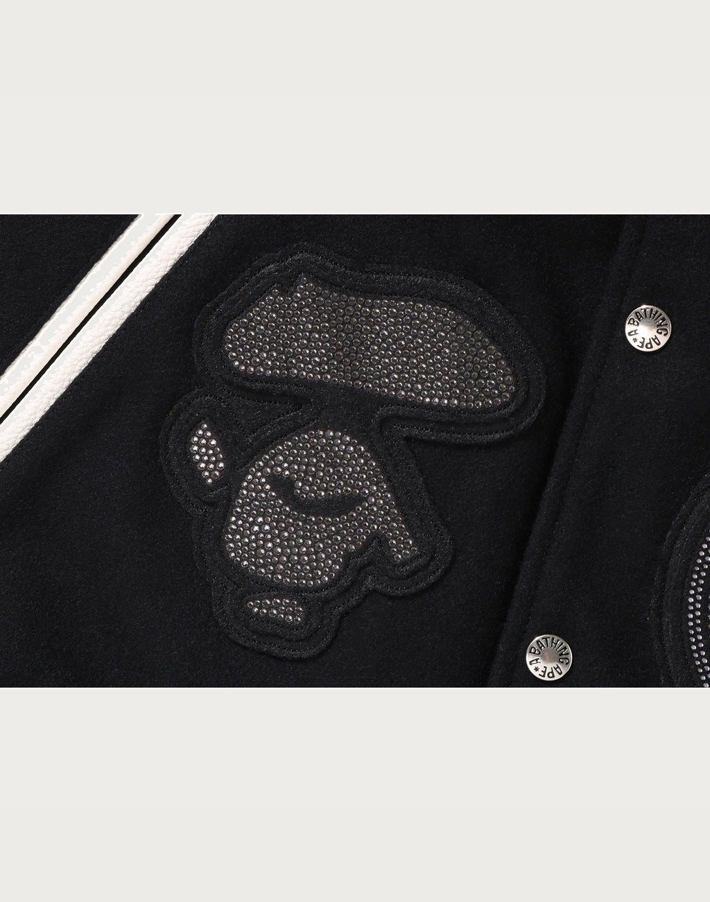 BAPE X SWAROVSKI - DETACHABLE HOODIE VARSITY JACKET MENS