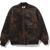 MULTI LOGO QUILTED LEATHER BOMBER JACKET MENS