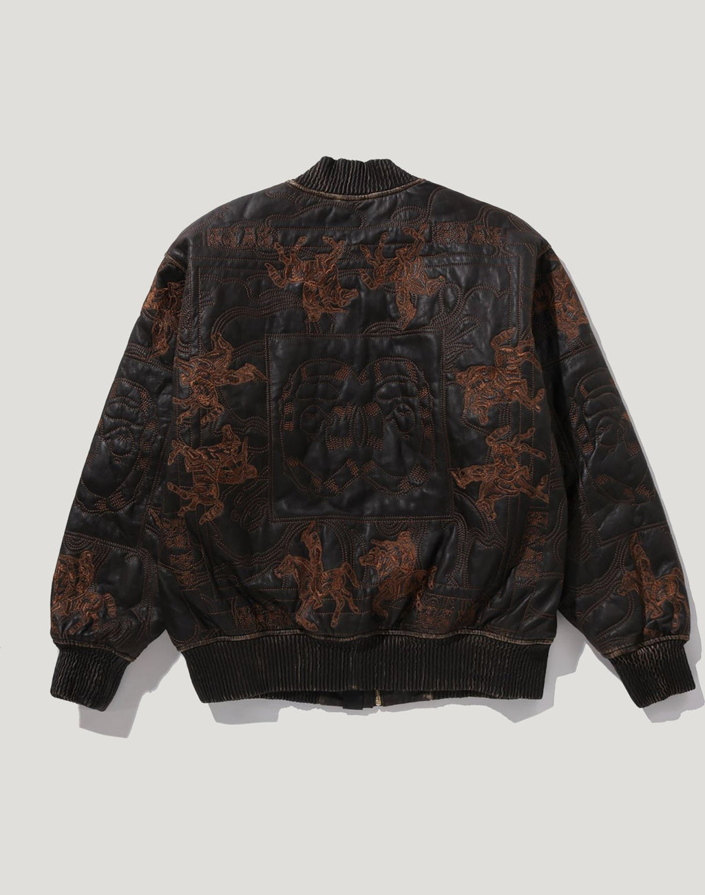 MULTI LOGO QUILTED LEATHER BOMBER JACKET MENS