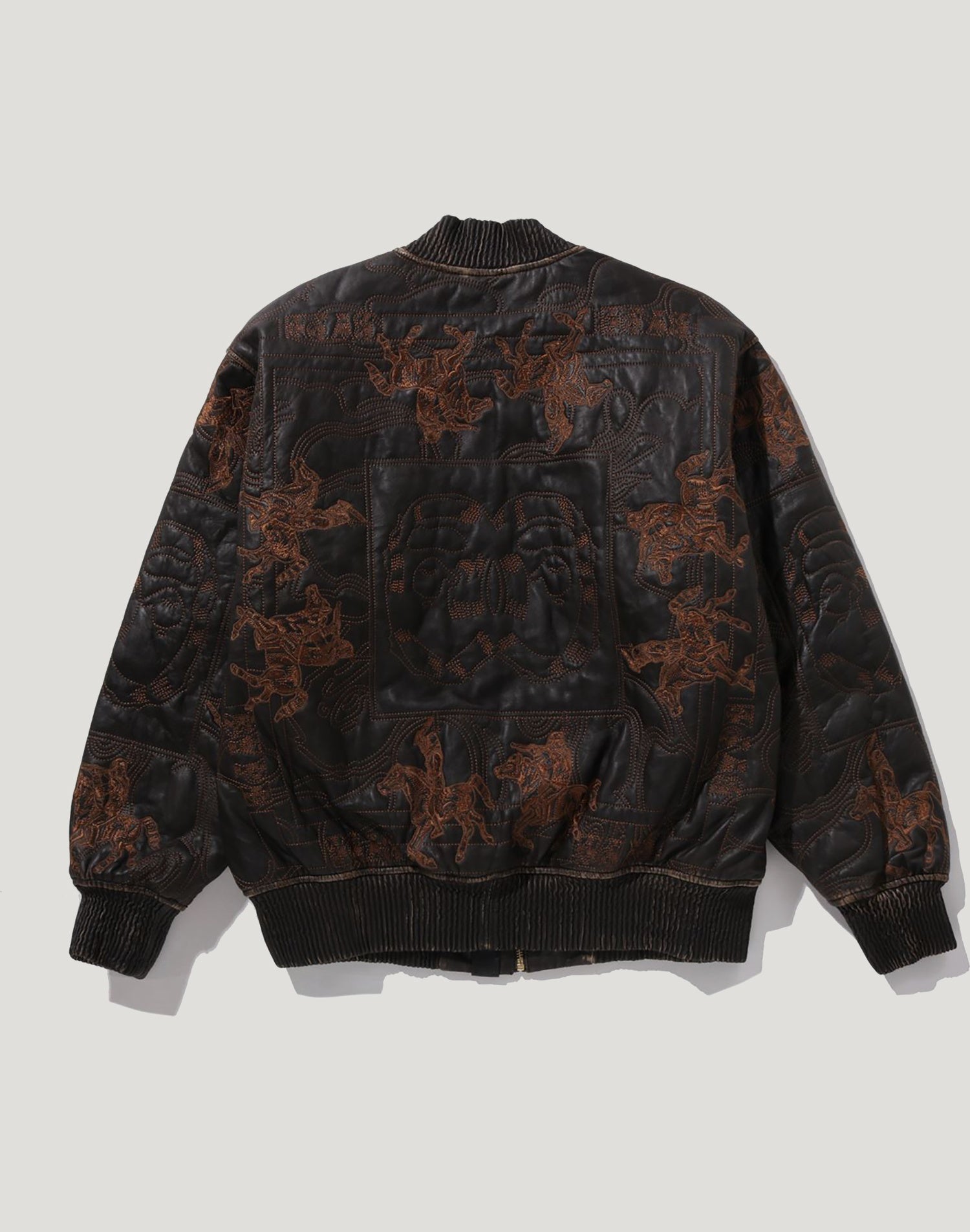 MULTI LOGO QUILTED LEATHER BOMBER JACKET MENS