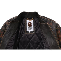 MULTI LOGO QUILTED LEATHER BOMBER JACKET MENS