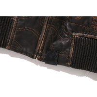 MULTI LOGO QUILTED LEATHER BOMBER JACKET MENS