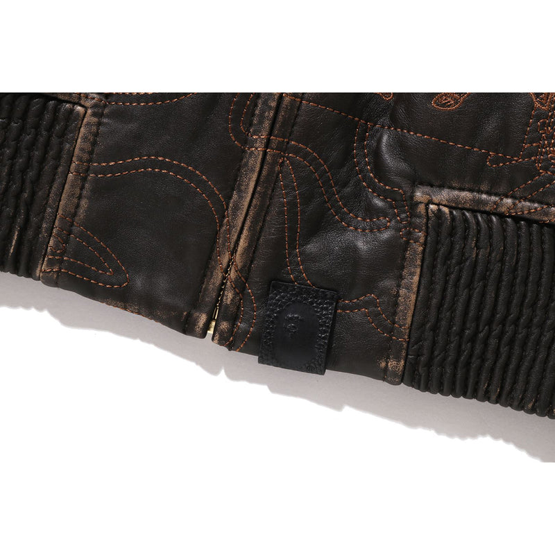 MULTI LOGO QUILTED LEATHER BOMBER JACKET MENS