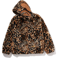 WILD LEOPARD PATTERN FAUX FUR SHARK FULL ZIP JACKET MENS