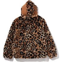 WILD LEOPARD PATTERN FAUX FUR SHARK FULL ZIP JACKET MENS