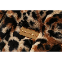 WILD LEOPARD PATTERN FAUX FUR SHARK FULL ZIP JACKET MENS