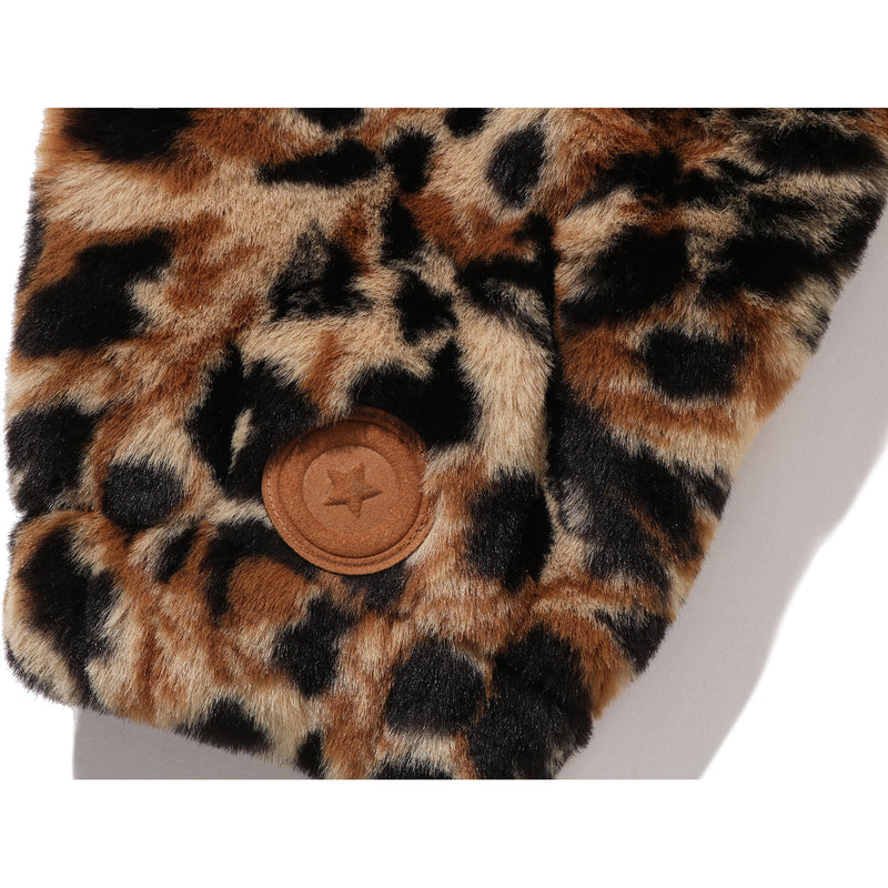 WILD LEOPARD PATTERN FAUX FUR SHARK FULL ZIP JACKET MENS