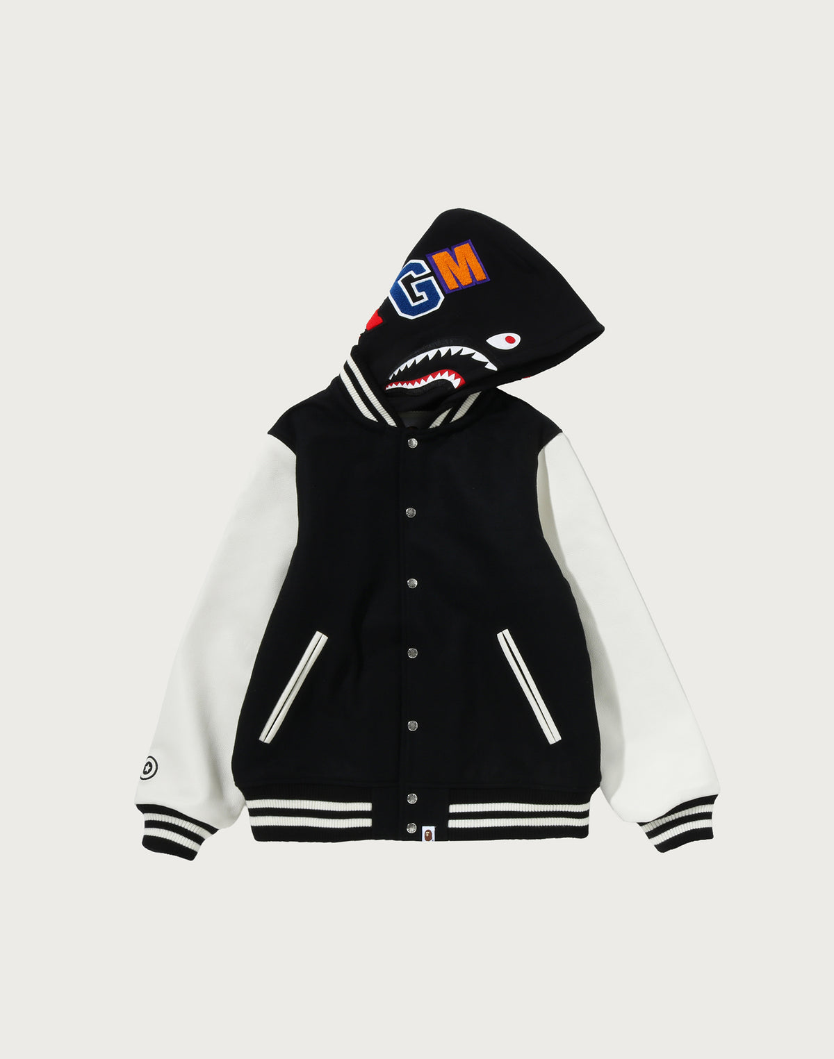 DETACHABLE SHARK HOODIE VARSITY JACKET MENS