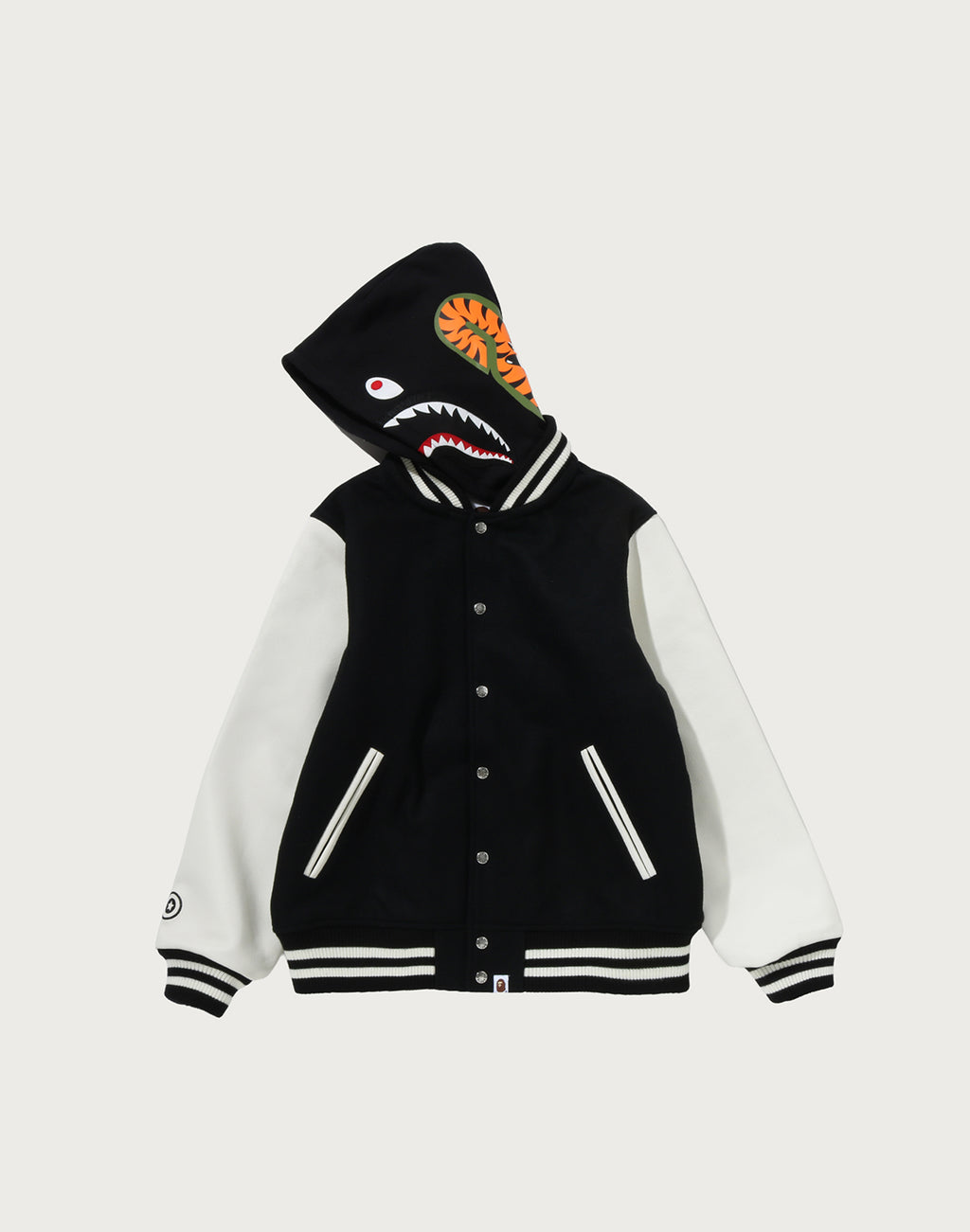 DETACHABLE SHARK HOODIE VARSITY JACKET MENS