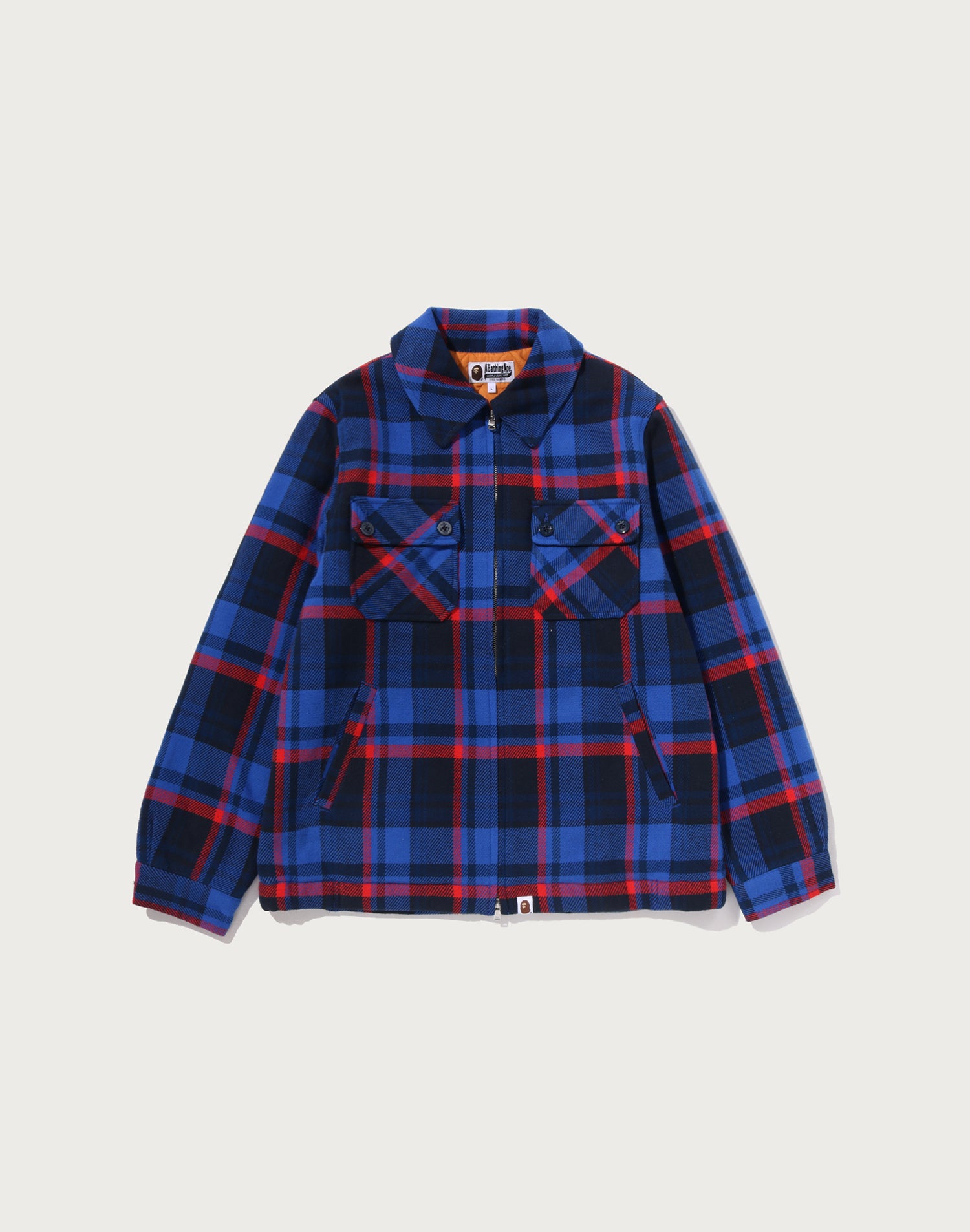 BAPE CHECK CPO ZIP JACKET MENS