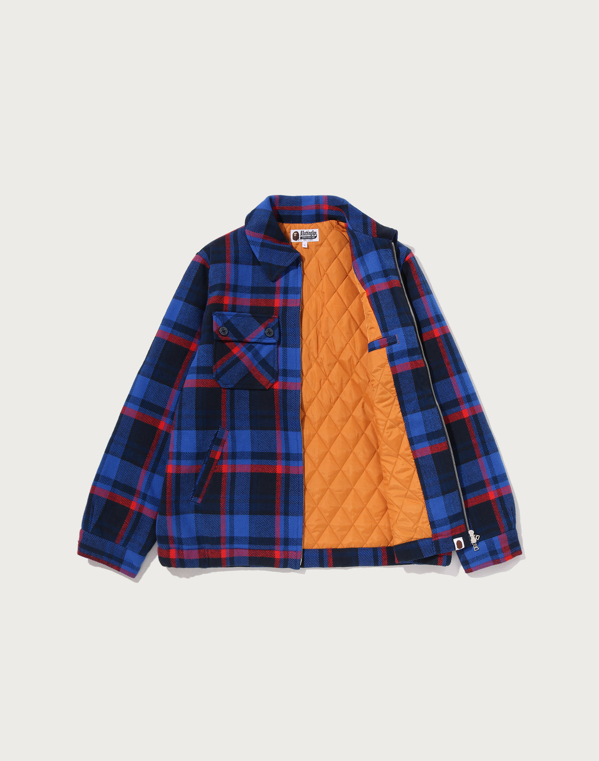 BAPE CHECK CPO ZIP JACKET MENS