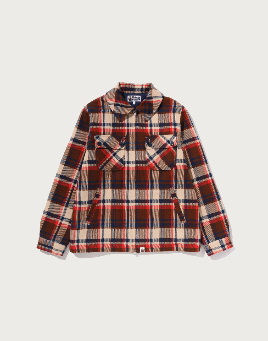 BAPE CHECK CPO ZIP JACKET MENS