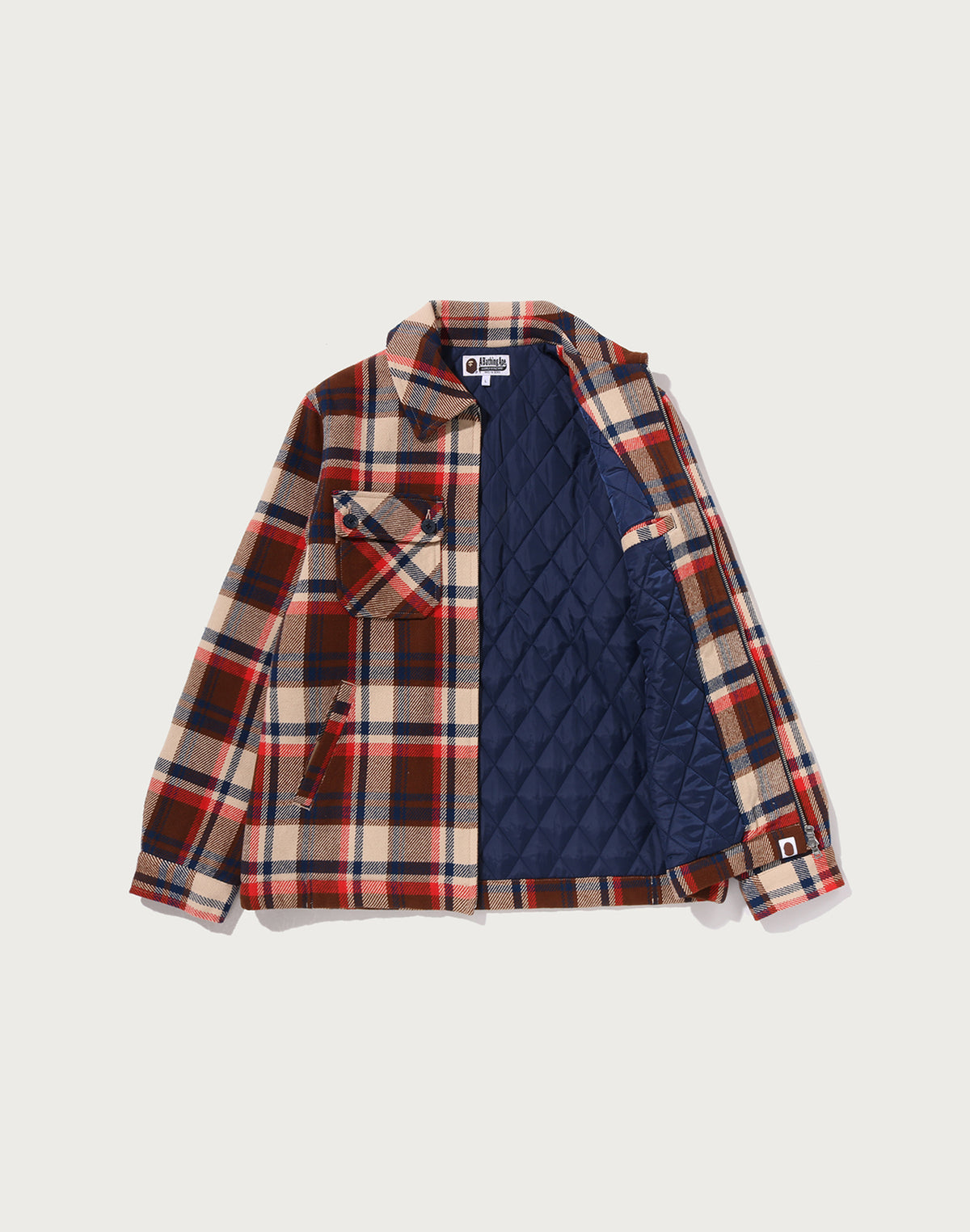 BAPE CHECK CPO ZIP JACKET MENS