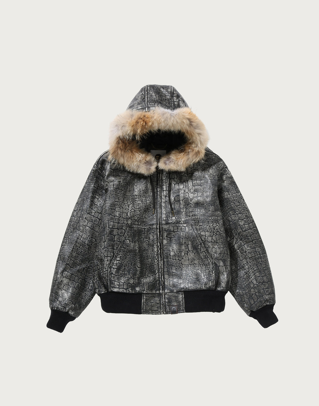 CROC PATTERN LEATHER JACKET MENS