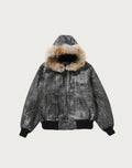 CROC PATTERN LEATHER JACKET MENS