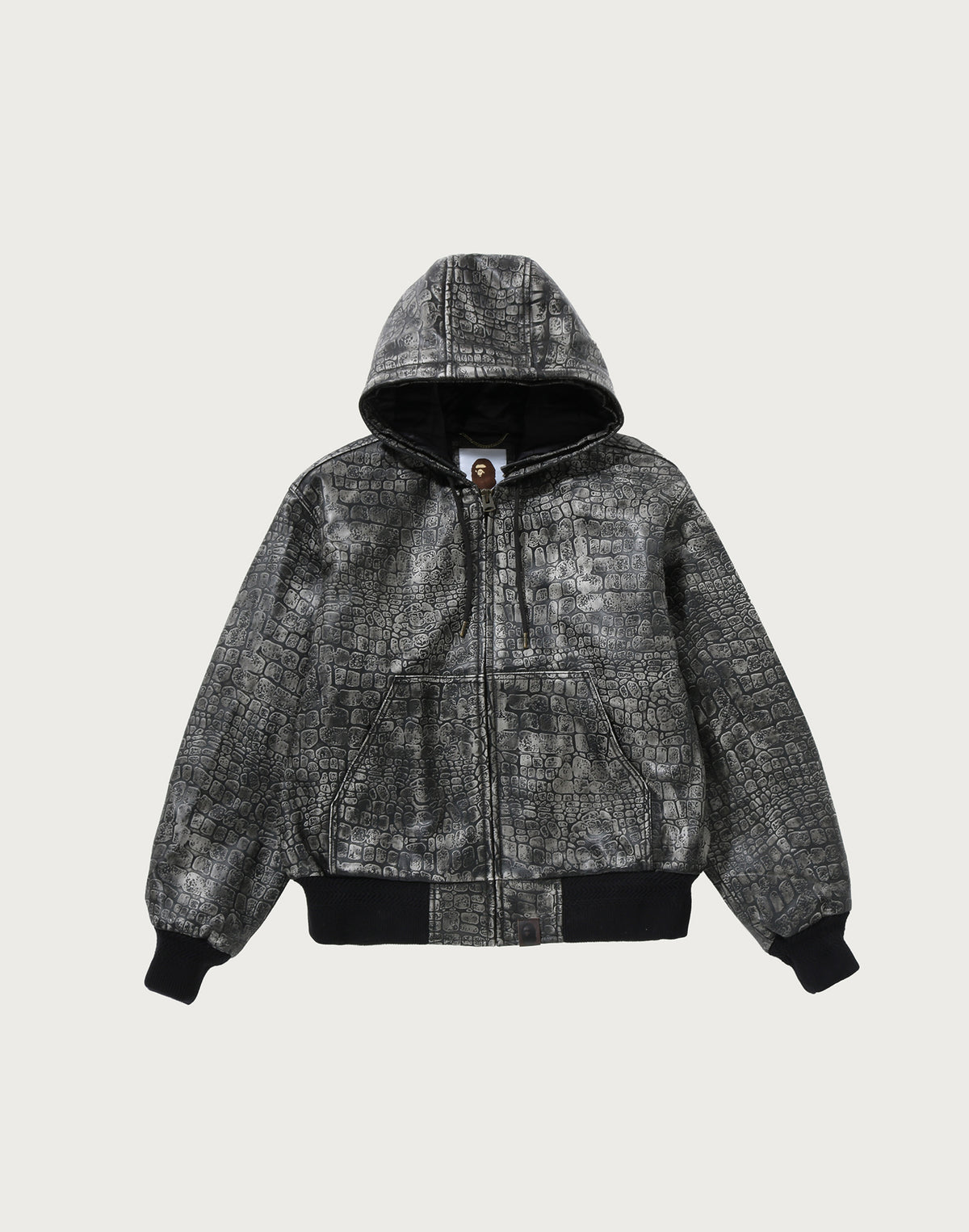 CROC PATTERN LEATHER JACKET MENS