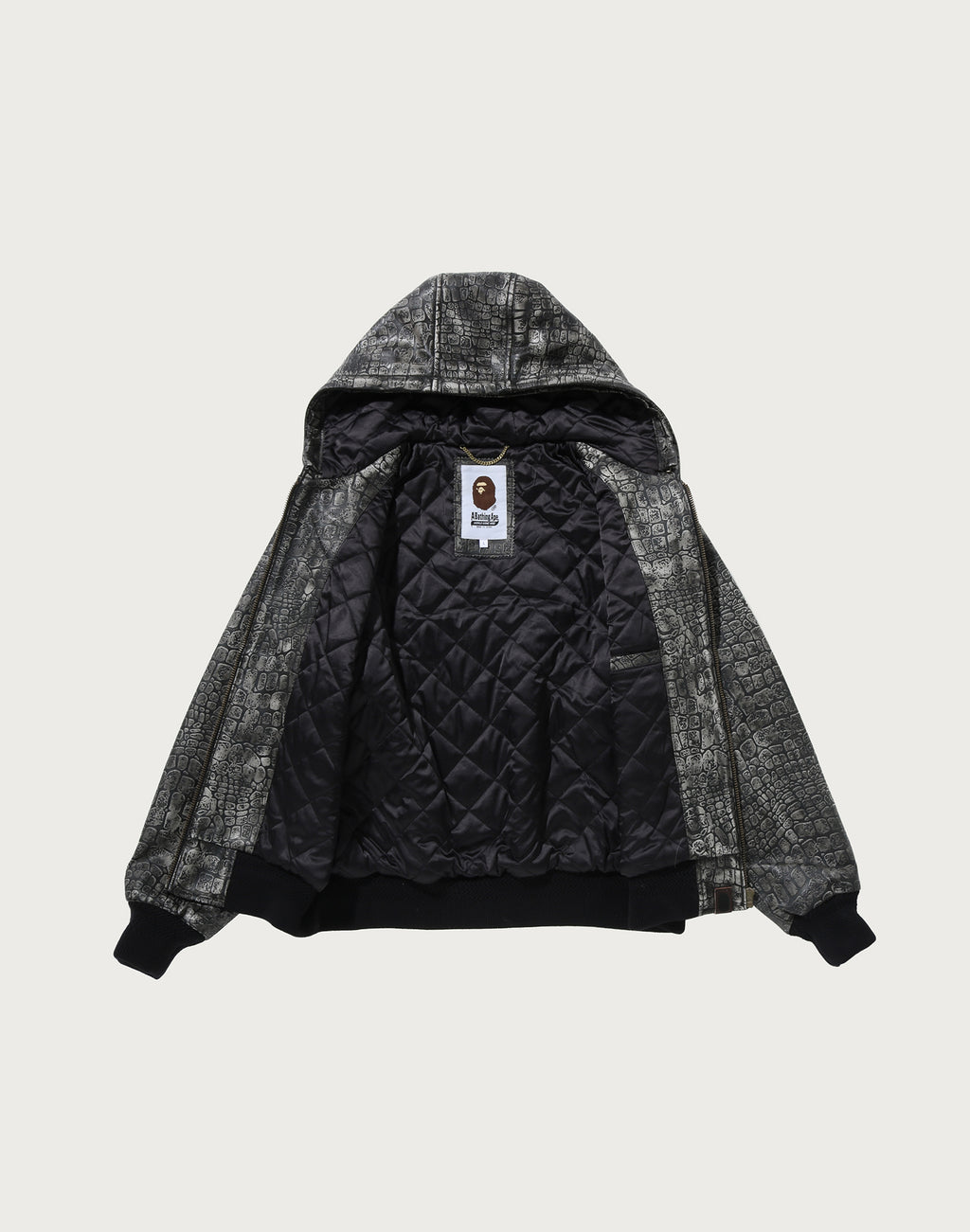 CROC PATTERN LEATHER JACKET MENS