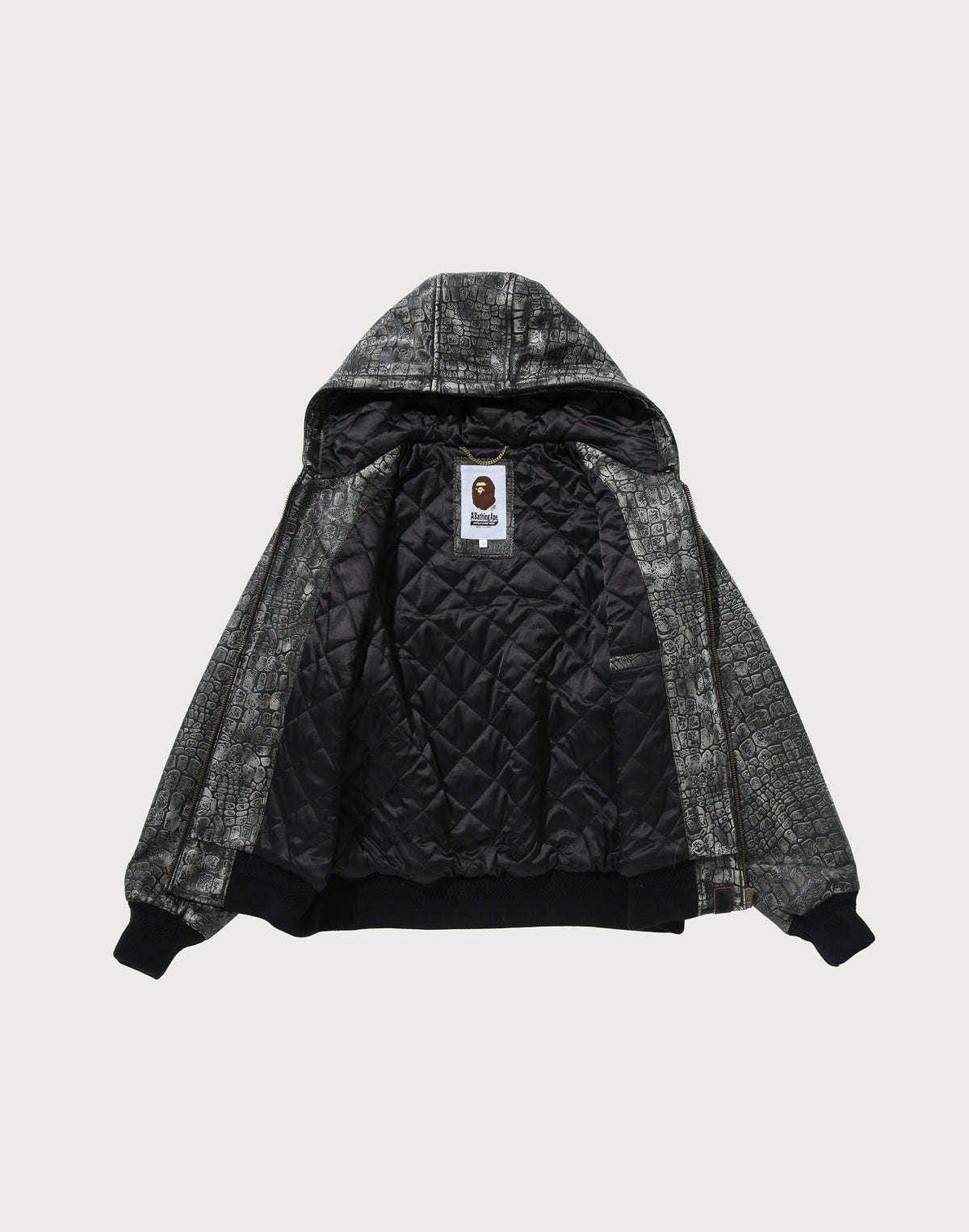 CROC PATTERN LEATHER JACKET MENS