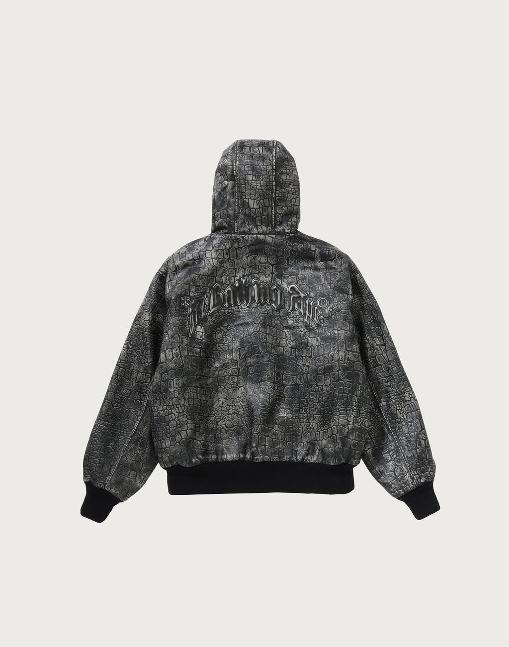 CROC PATTERN LEATHER JACKET MENS