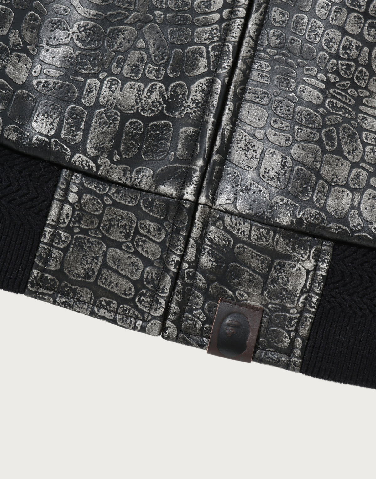 CROC PATTERN LEATHER JACKET MENS