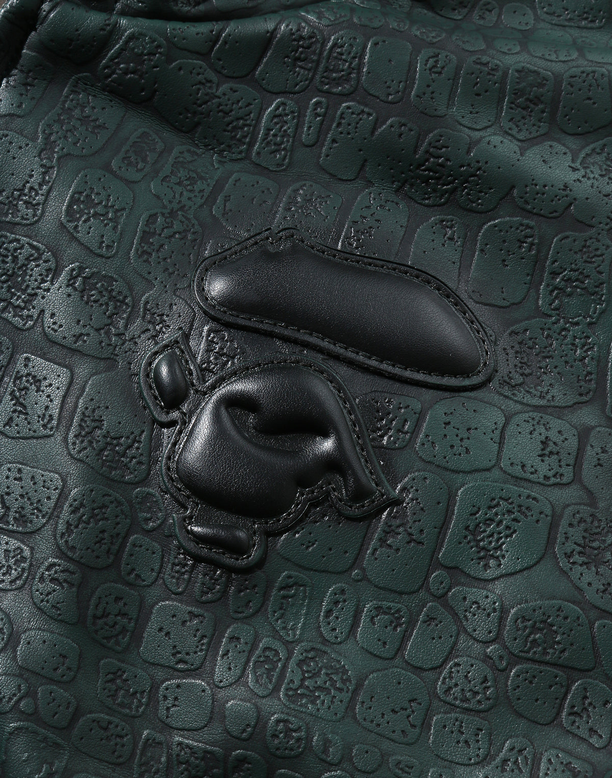 CROC PATTERN APE FACE CROPPED LEATHER JACKET LADIES