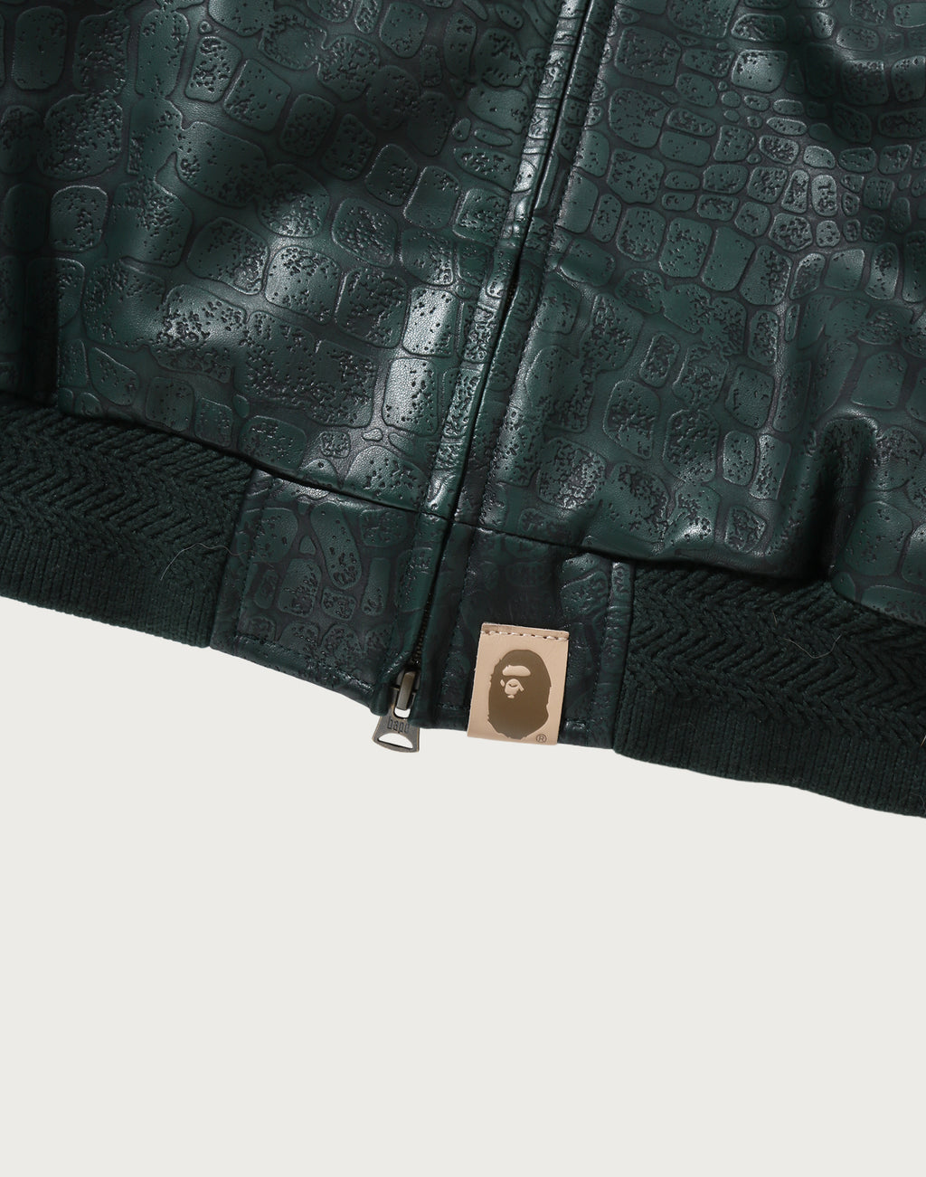 CROC PATTERN APE FACE CROPPED LEATHER JACKET LADIES