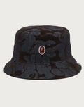 CAMO FLOCKED DENIM ONE POINT BUCKET HAT MENS