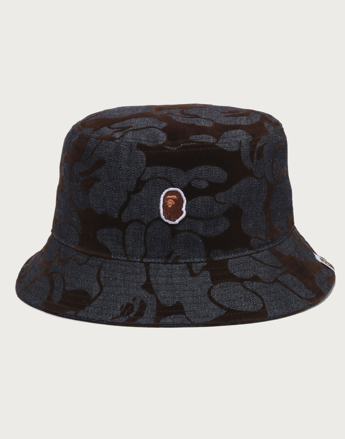 CAMO FLOCKED DENIM ONE POINT BUCKET HAT MENS