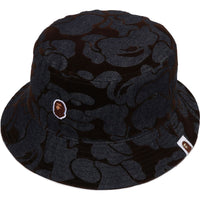 CAMO FLOCKED DENIM ONE POINT BUCKET HAT MENS