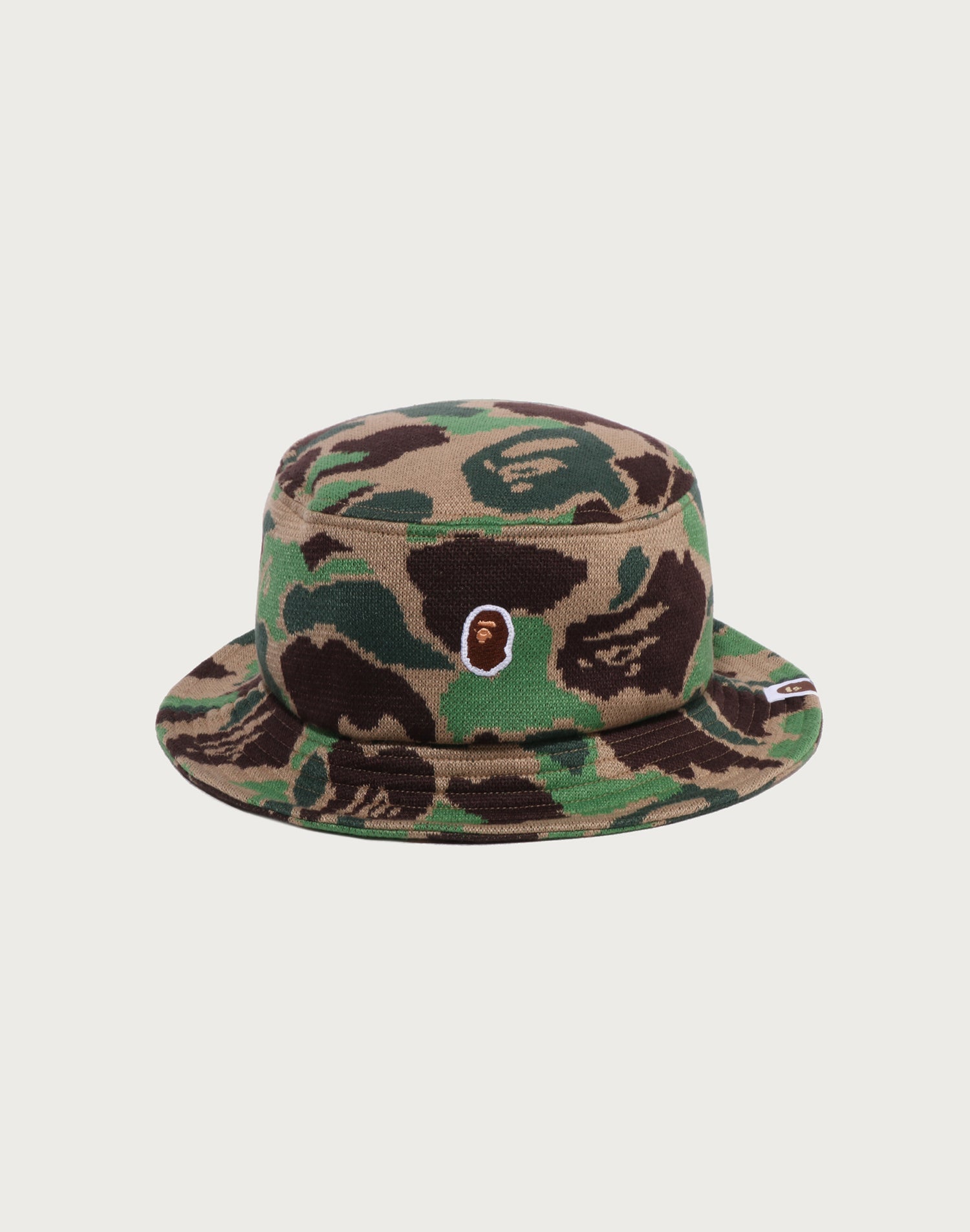 ONE POINT ABC CAMO JACQUARD KNIT BUCKET HAT MENS