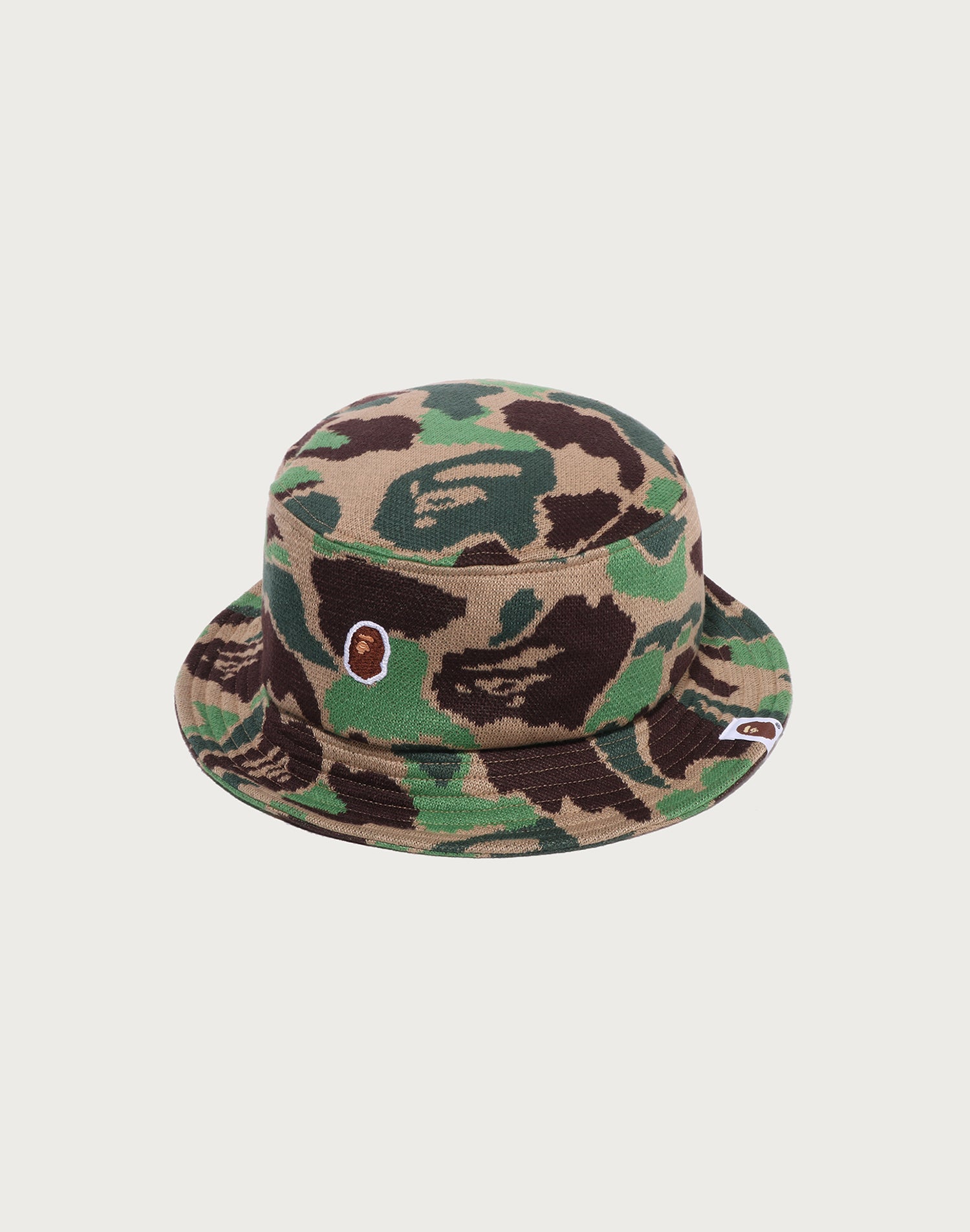 ONE POINT ABC CAMO JACQUARD KNIT BUCKET HAT MENS