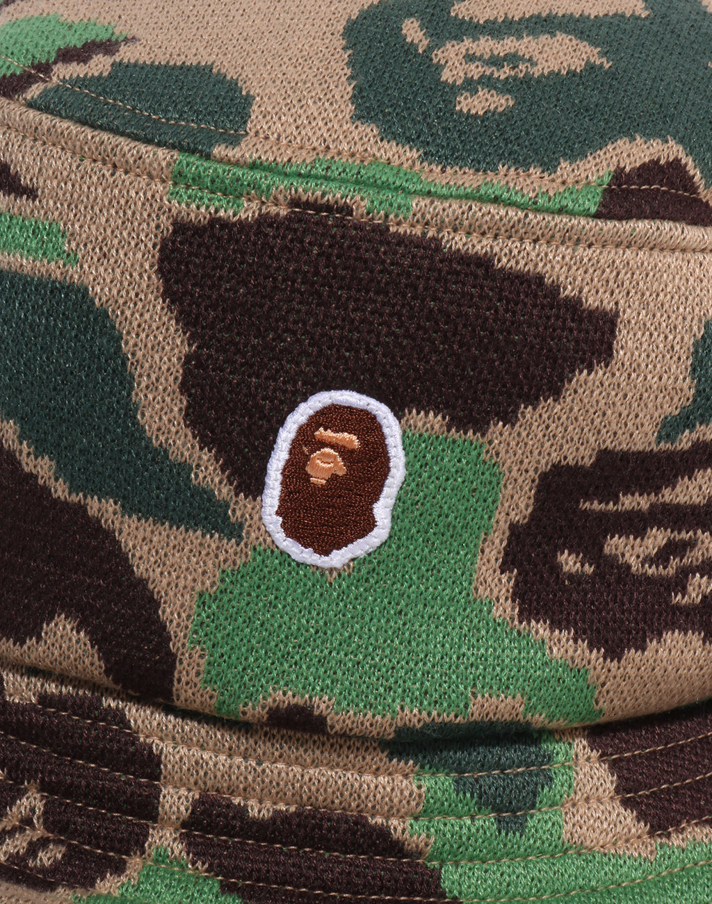 ONE POINT ABC CAMO JACQUARD KNIT BUCKET HAT MENS