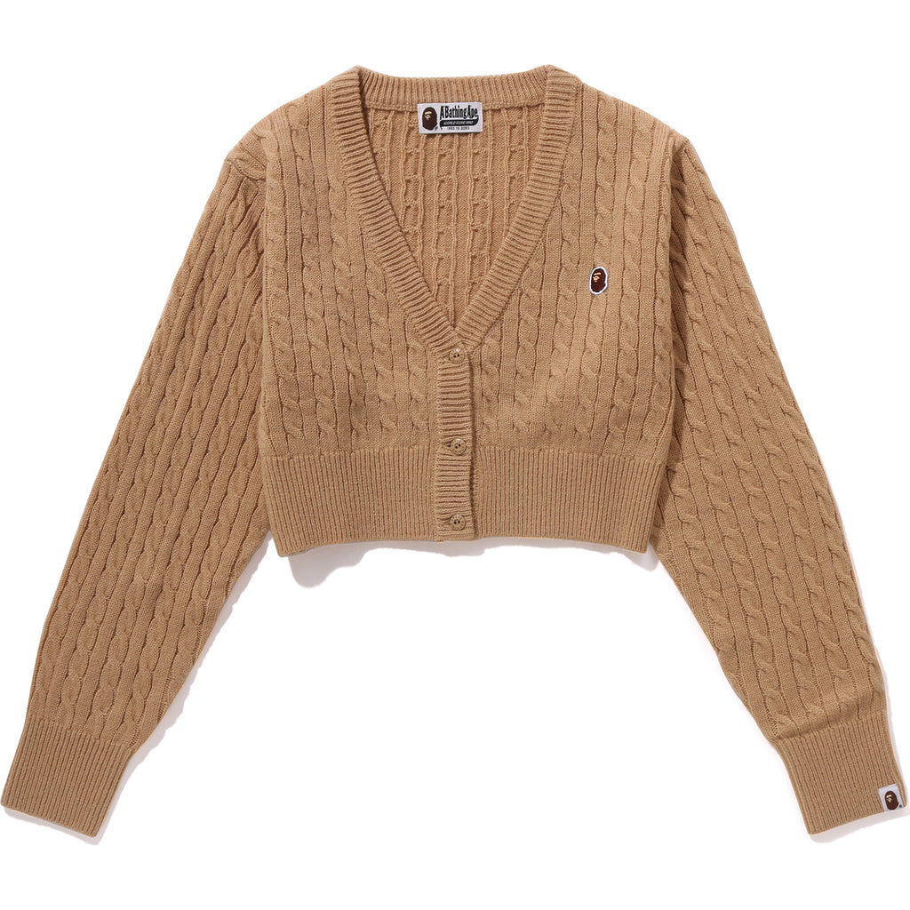 CABLE CROPPED KNIT CARDIGAN LADIES