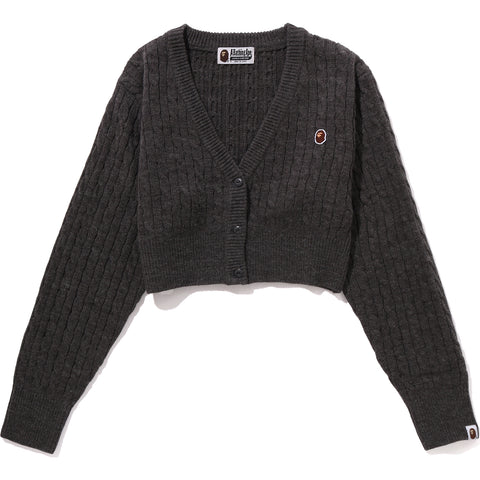CABLE CROPPED KNIT CARDIGAN LADIES