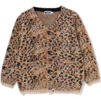 WILD LEOPARD PATTERN SHAGGY CARDIGAN MENS
