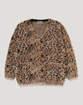 WILD LEOPARD PATTERN SHAGGY KNIT CARDIGAN LADIES