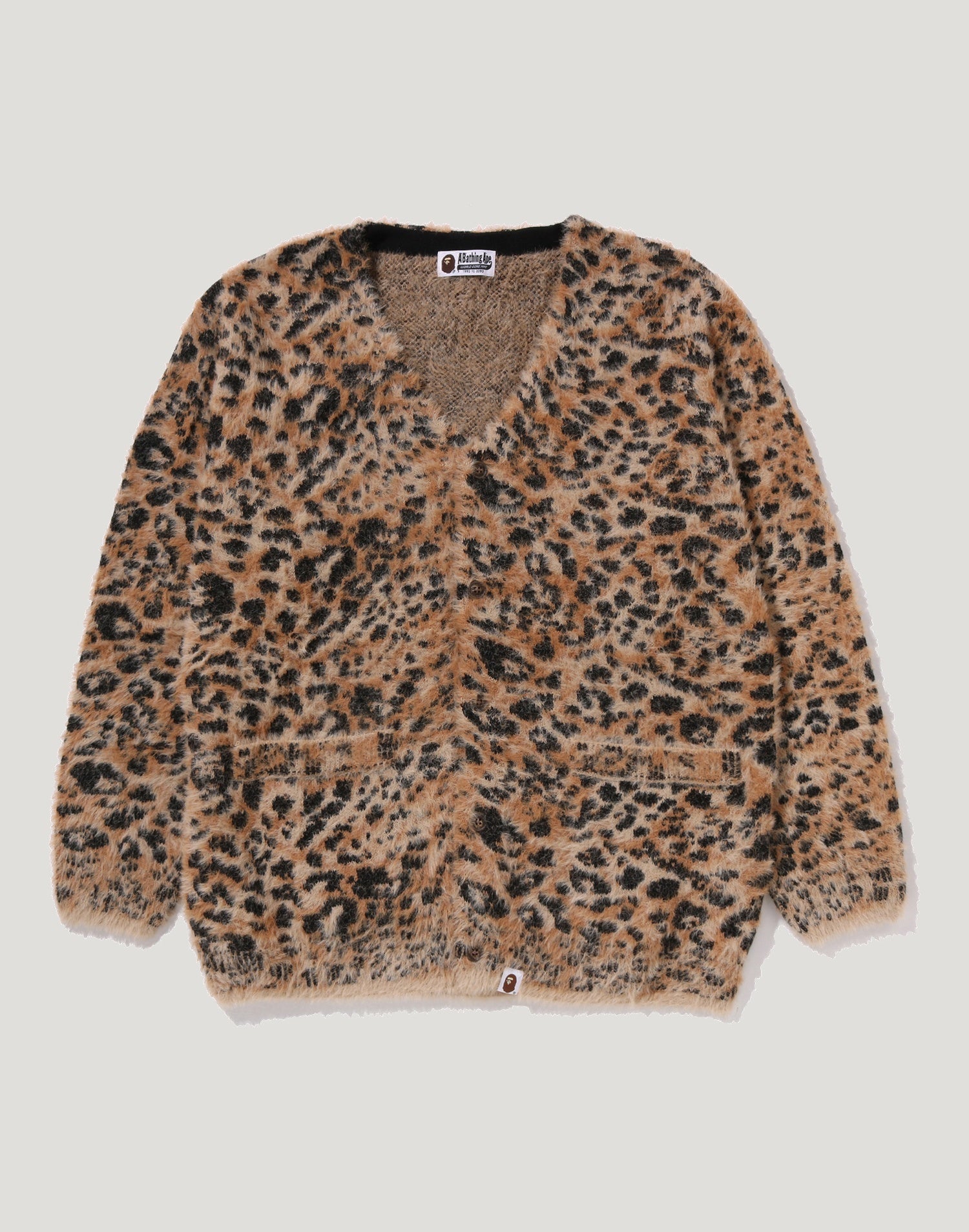 WILD LEOPARD PATTERN SHAGGY KNIT CARDIGAN LADIES
