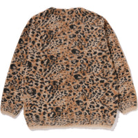 WILD LEOPARD PATTERN SHAGGY KNIT CARDIGAN LADIES