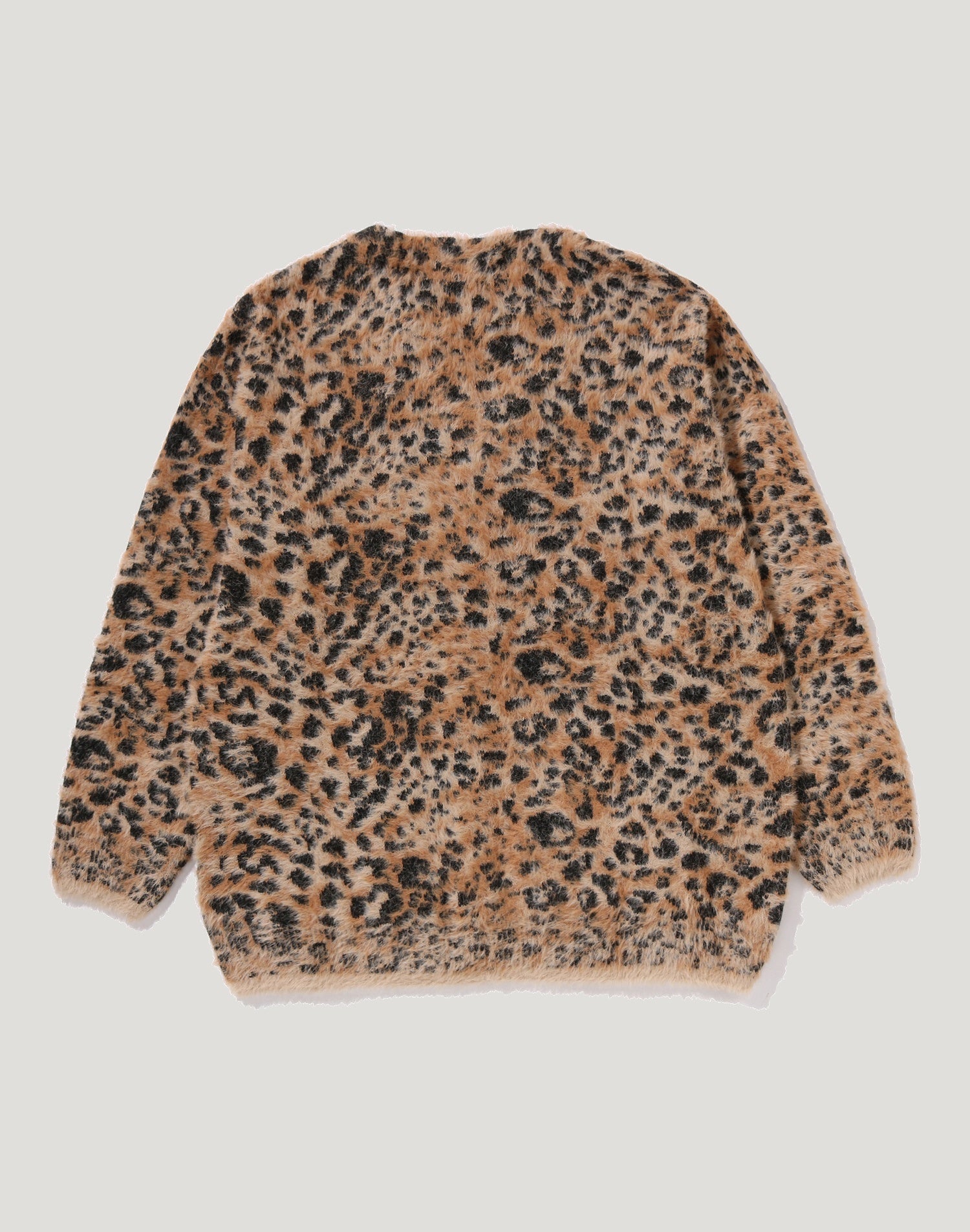 WILD LEOPARD PATTERN SHAGGY KNIT CARDIGAN LADIES