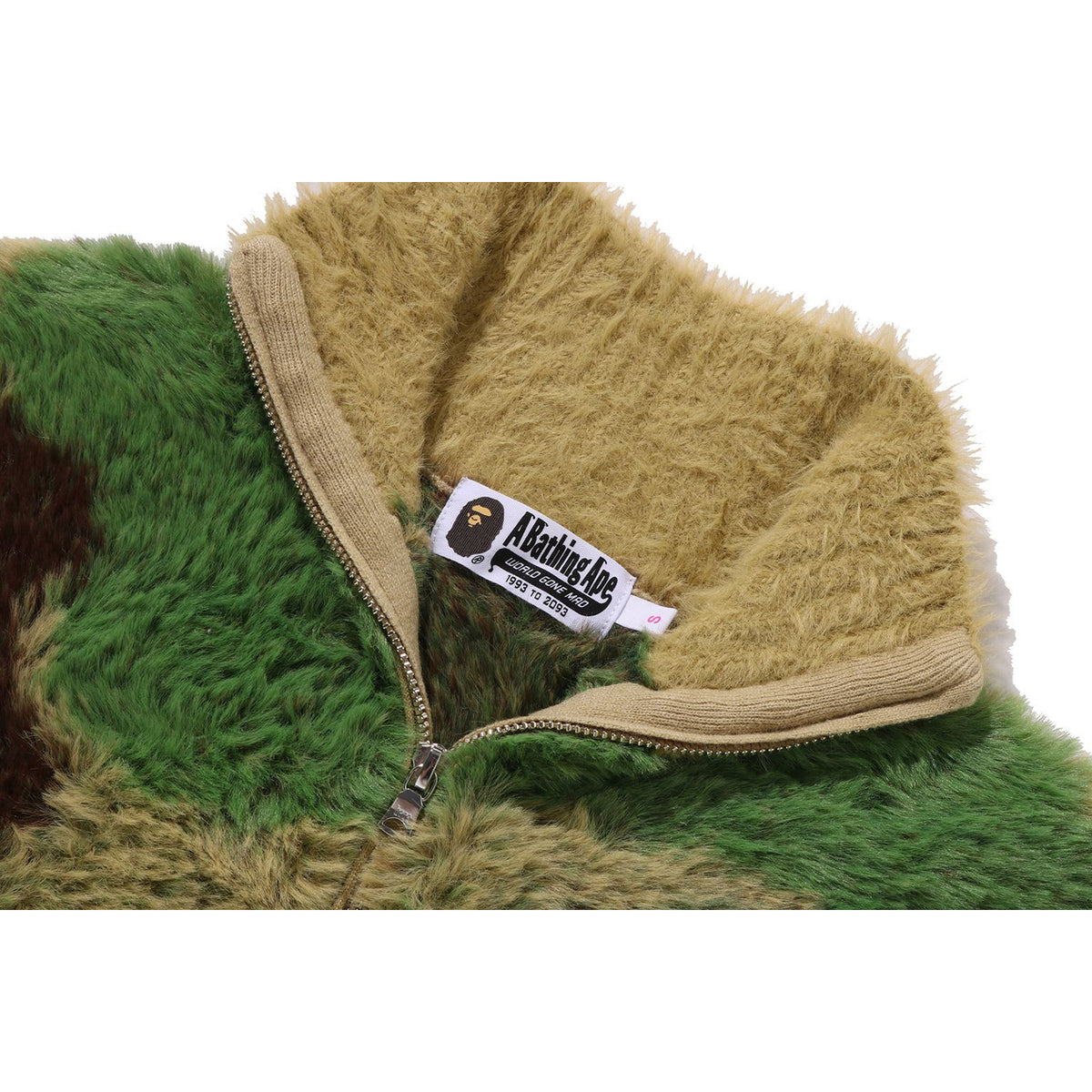 MEGA ABC CAMO LONG FUR MOCKNECK CROPPED ZIP CARDIGAN LADIES