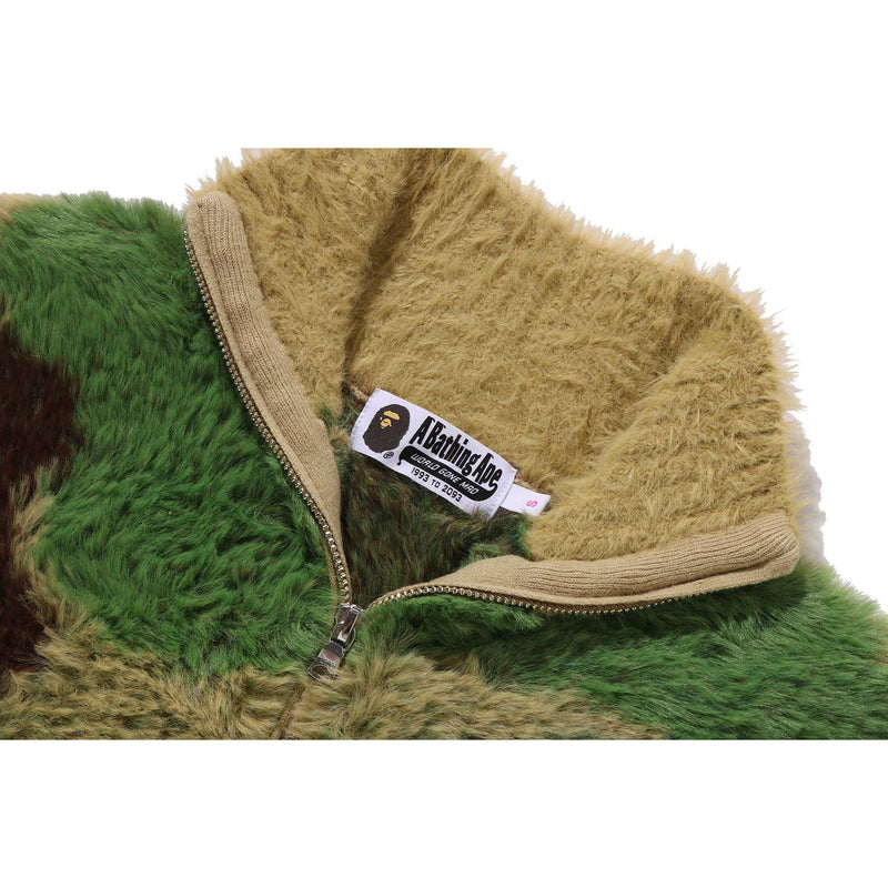 MEGA ABC CAMO LONG FUR MOCKNECK CROPPED ZIP CARDIGAN LADIES